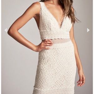 Tadashi Soji Lace Off white Midi dress